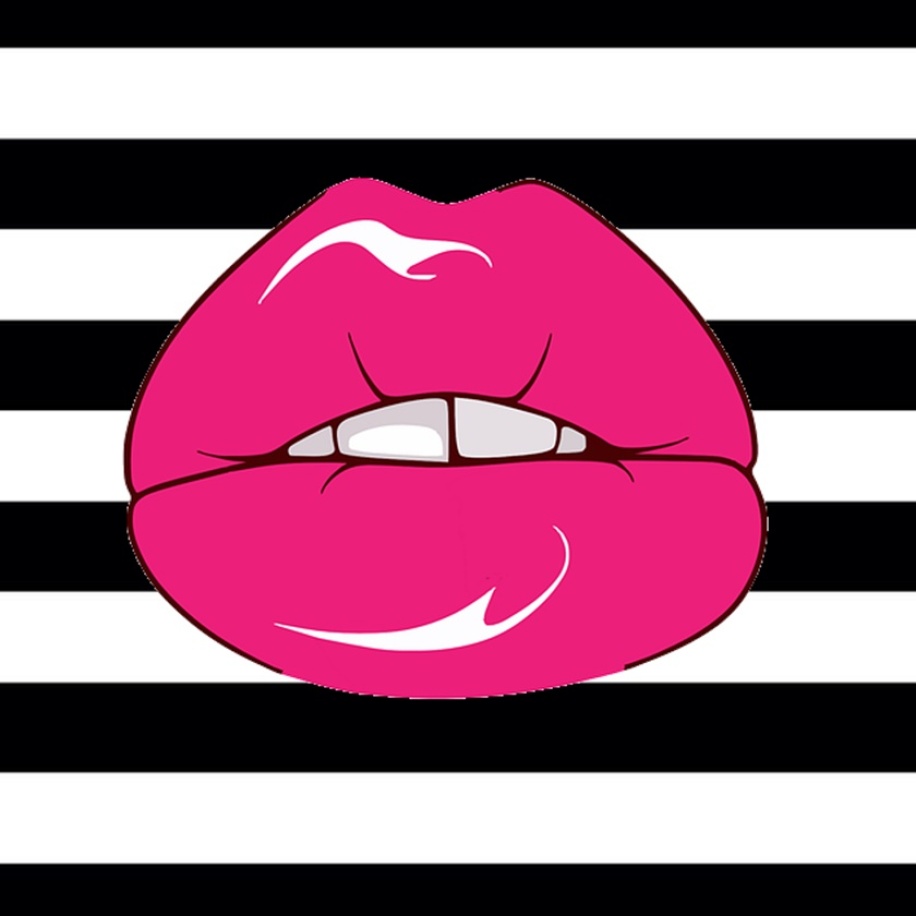 Imagens para imprimir - listras-preto e branco -boca rosa-beijo-blog dikas e diy